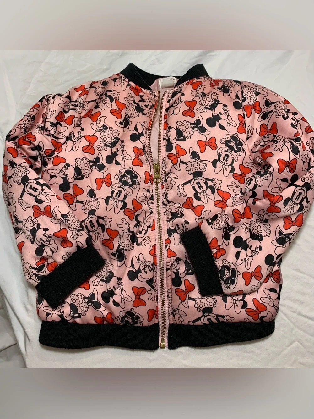 Disney TuTu Couture Minnie Mouse Satin Pink Puffer Jacket, girls size 5/6